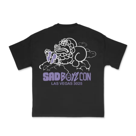 Sad Boyz Dragon Cloud Tee Black Purple Print